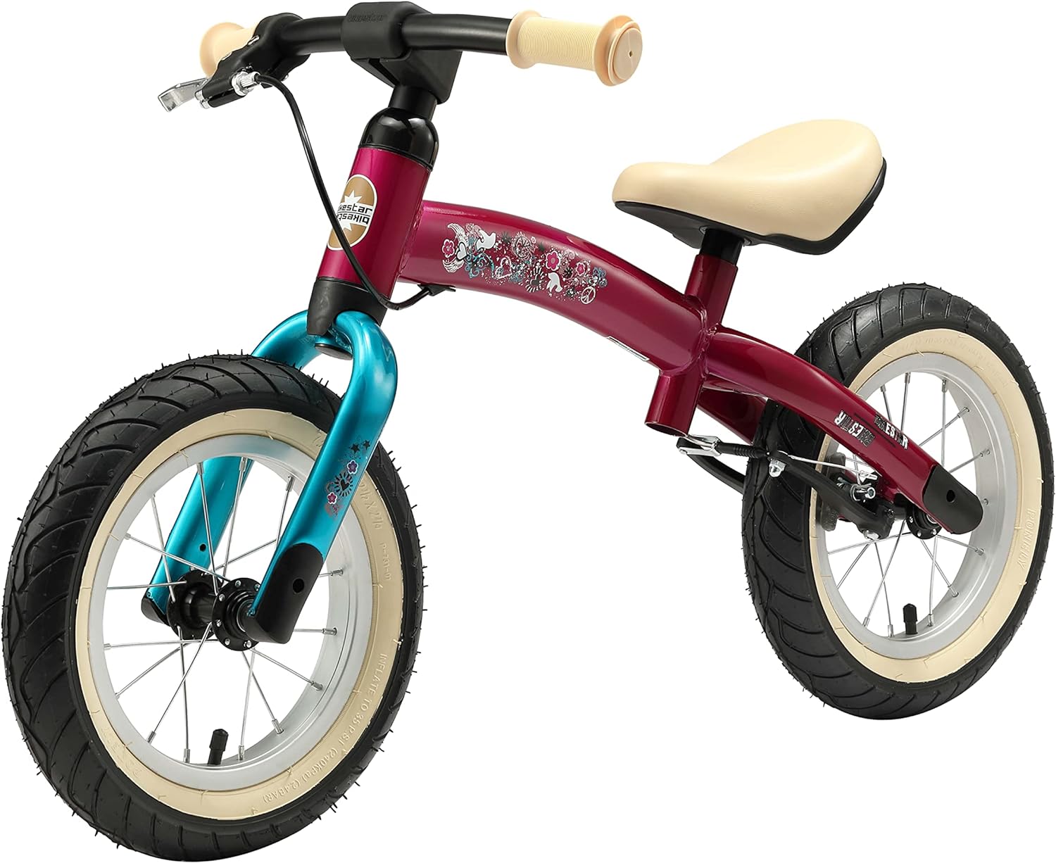 Bikestar children\'s training bike for girls from 3 to 4 years old, 12 inches, sports children\'s bike, risk-free testing.