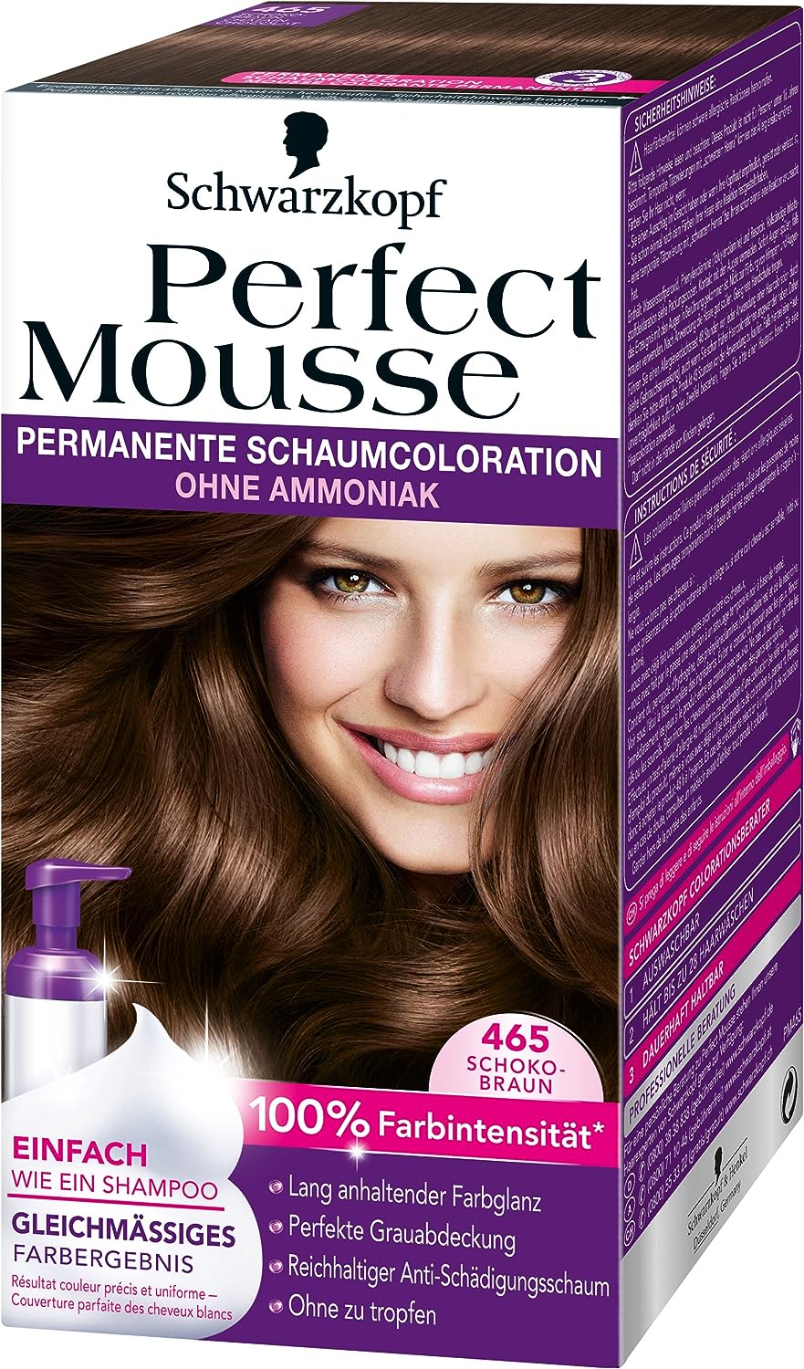 Perfect Mousse Permanent Foam Colour 465 Chocolate Brown Pack of 3