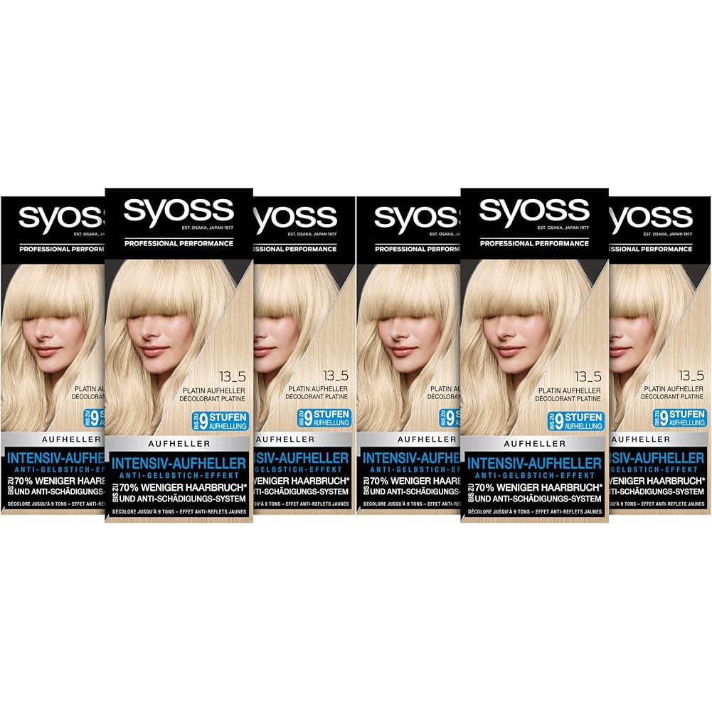 Syoss Color Coloration 13_5 Platinum Brightener Level 3 (3 x 157 ml), Hair Color for up to 9 Levels of Lightening, with Anti-Yellow Tint Effect & Up to 70% Less Hair Breakage* (Pack of 2)