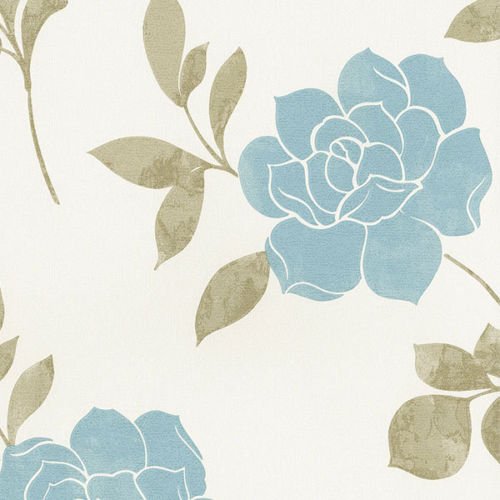 Md29425 – Impressions Silk Floral Roses Blue, Cream Gallery Wallpaper