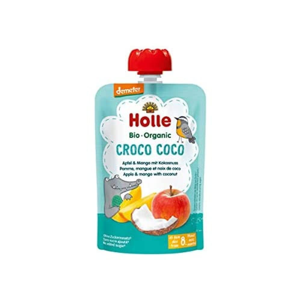 Holle - Quetschbeutel Croco Coco, Apfel & Mango mit Kokusnuss ab 8 Monaten, 100 g