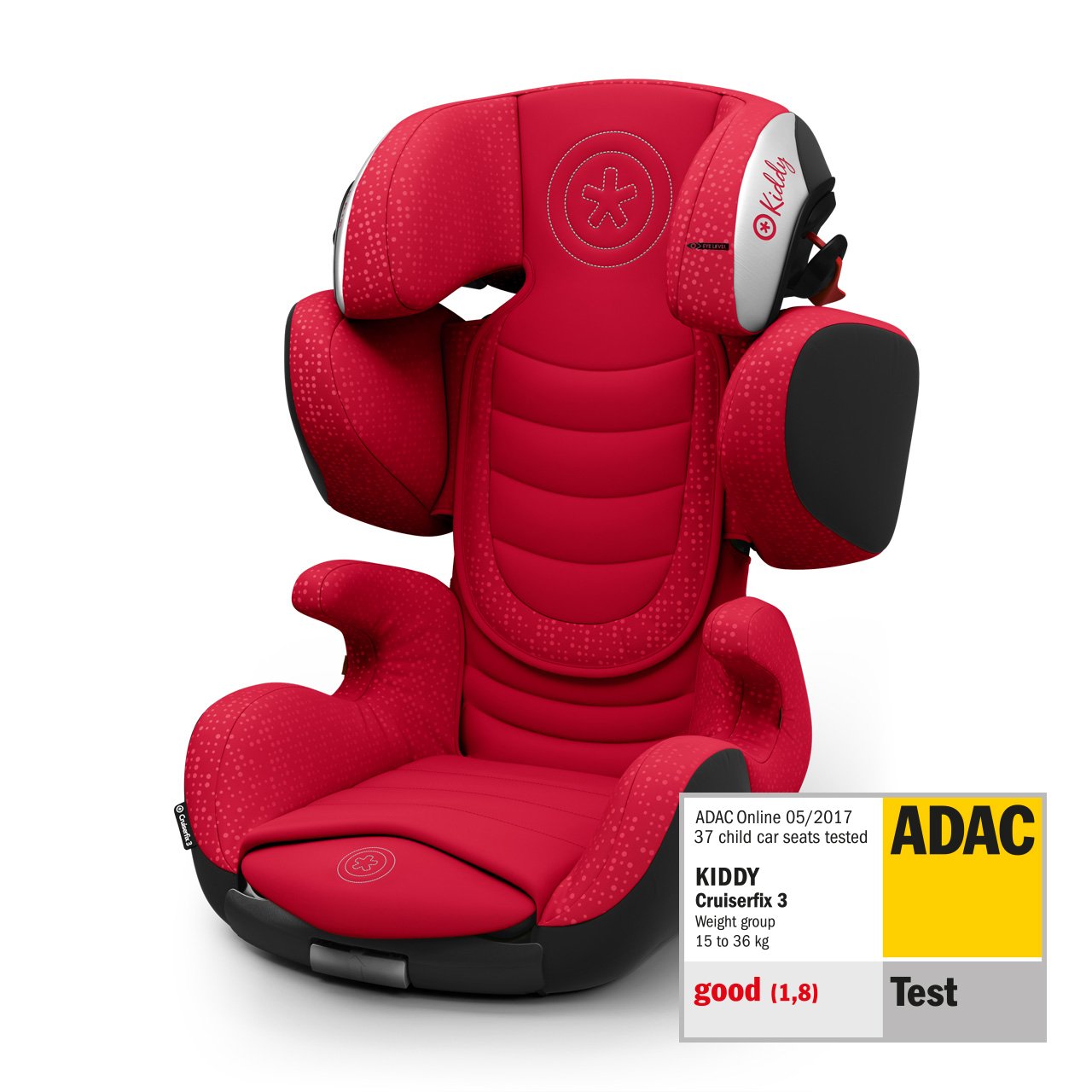 Kiddy Cruiserfix 3 Child Car Seat Group 2/3 (Approx. 3 years to 12 years (approx. 15kg - 36kg) with Isofix 2019 Collection Candy Red