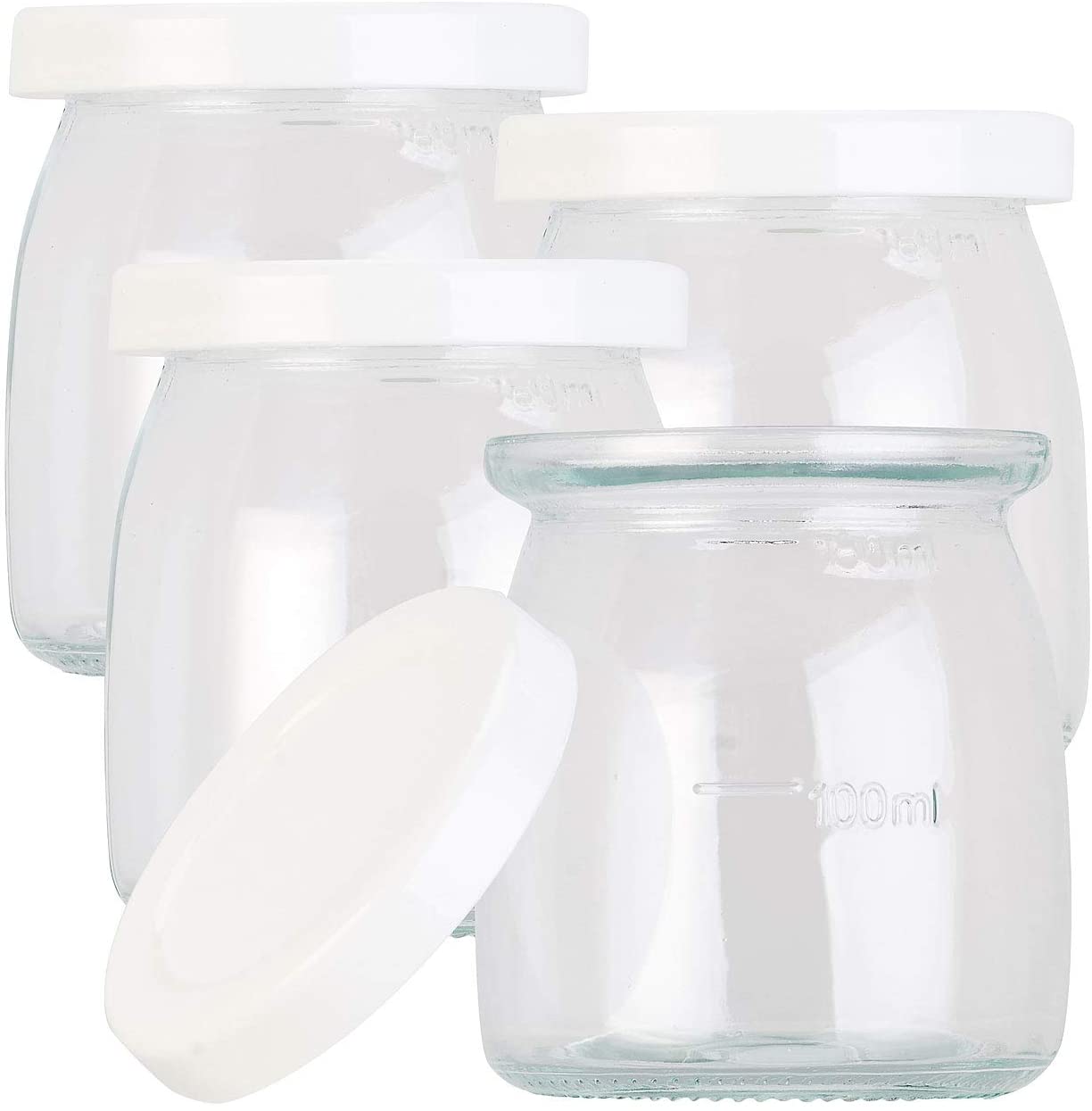 Rosenstein & Söhne Accessories for Yoghurt Machines: Set of 4 Replacement Jars with Lids for Yoghurt Maker JM-200/300, 180 ml each (Yoghurt Devices)