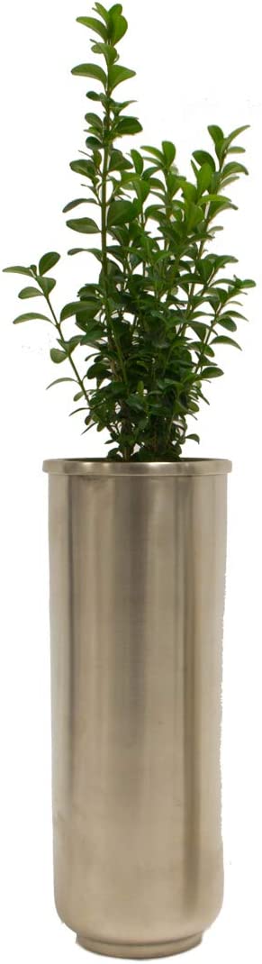 Varia Living Round vase narrow and high made of metal in matt silver modern surface in stainless steel design tin-plated | for large or a flower vase | ideal for a rose (diameter 9 cm / height 25 cm)
