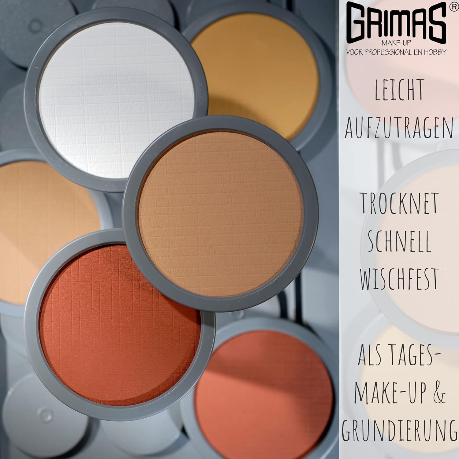 GRIMAS Cake Make Up, White 001, 35 g, Easy to Apply, High Quality Base Make-Up, Also Ideal for Makeup and as a Primer, Dries Quickly, Smudge-Proof, Water-Based