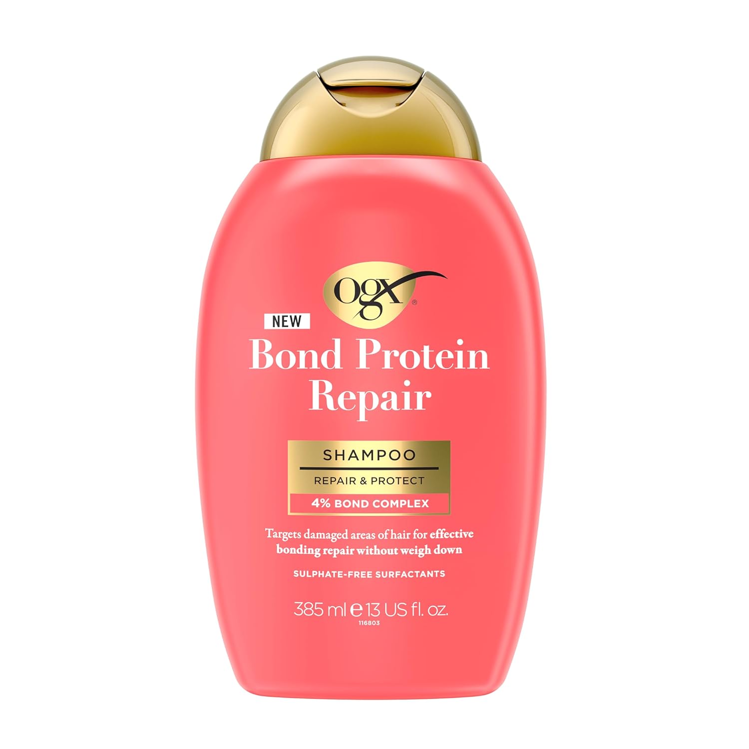 OGX Repair and Protect Bond Protein Repair Shampoo 385ml - Strengthens and Repairs Brittle, Dry or Damaged Hair with Lipi Pro Shield Technology and Dual Action Repair Technology