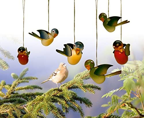 Christmas Tree Decorations Bird Hanging Greenfinch Single 5 Cm New Shrub Ha
