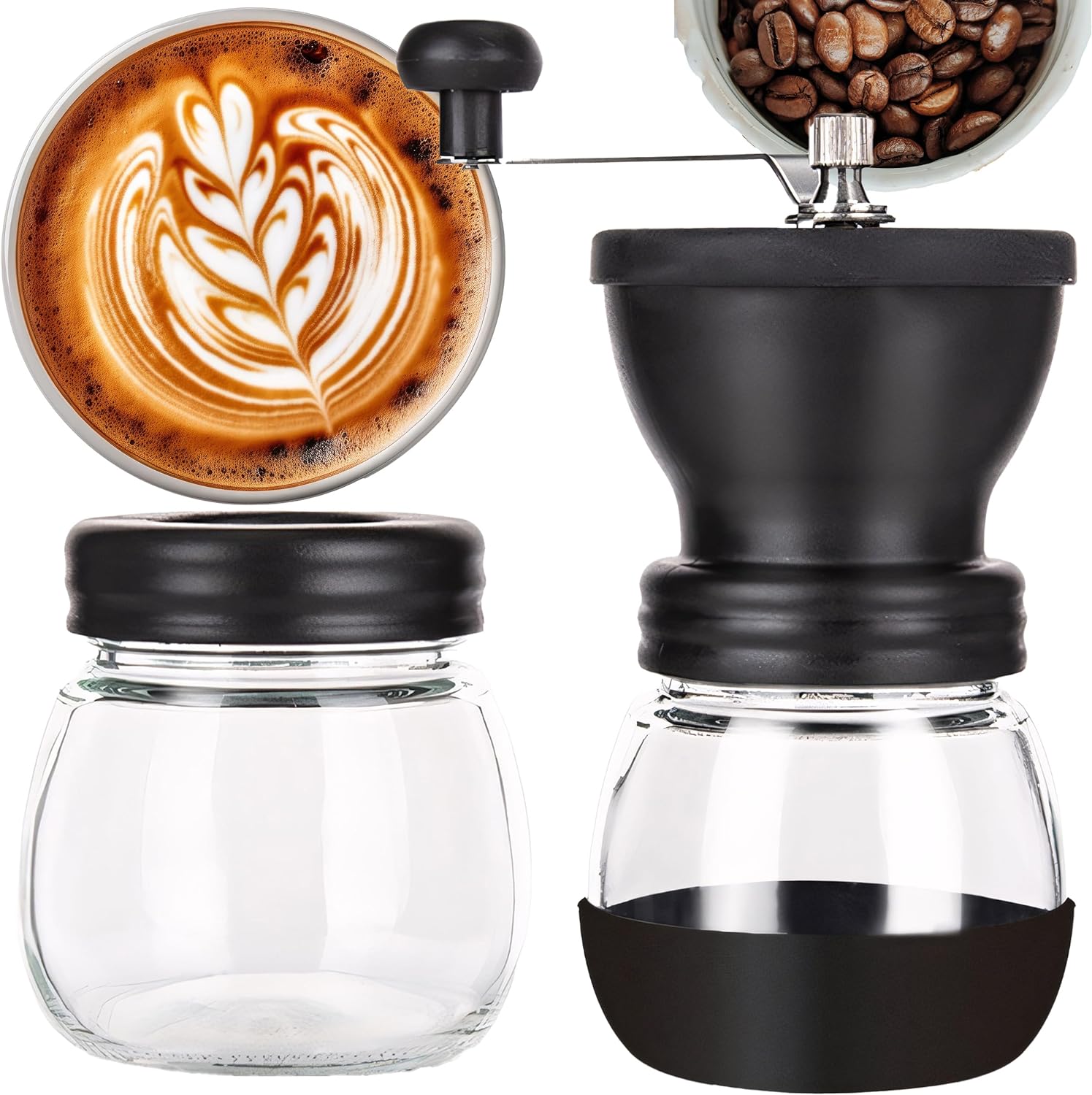 Retoo Coffee Grinder and Pepper Mill Stainless Steel Blade Bowl, Quiet Coffee Grinder with for Coarse and Fine Mill, Black