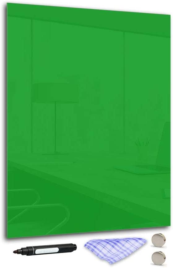 DekoGlas Magnettafel \'Rot\' aus Glas 90x70cm, Memoboard inkl. Stift, Tuch & Magnet, Metall-Pinnwand für Küche & Büro