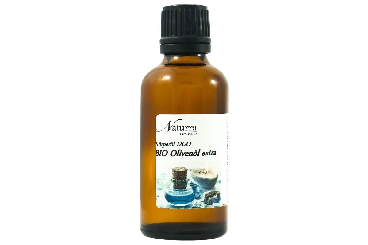 Naturra Organic Olive Oil Extra Native Duo 50 ml with Organic Jojoba Oil Cold-Pressed Unrefined Natural Cosmetics