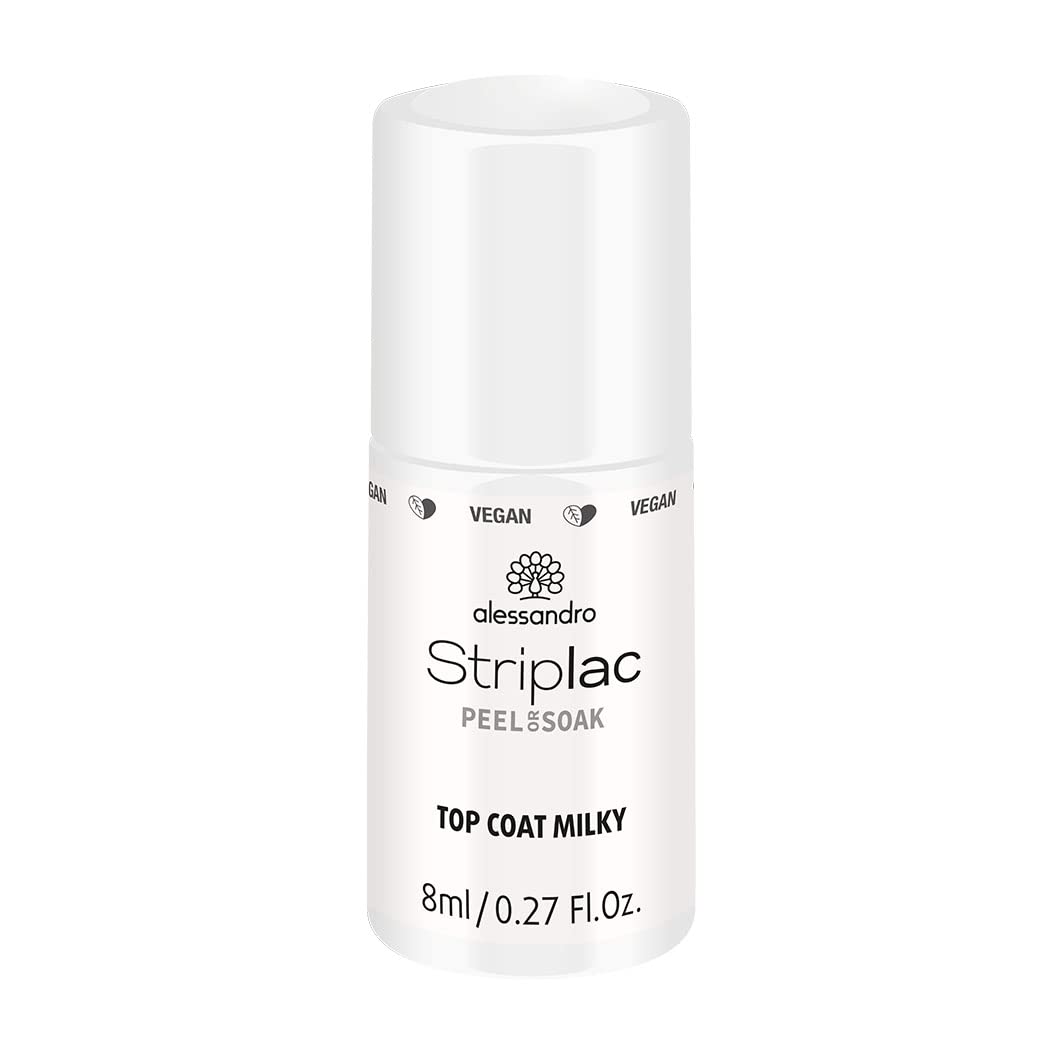 alessandro Striplac Peel or Soak Vegan Top Coat Milky LED Top Coat for a Milky Colour Coat for Perfect Nails in 15 Minutes, 8 ml