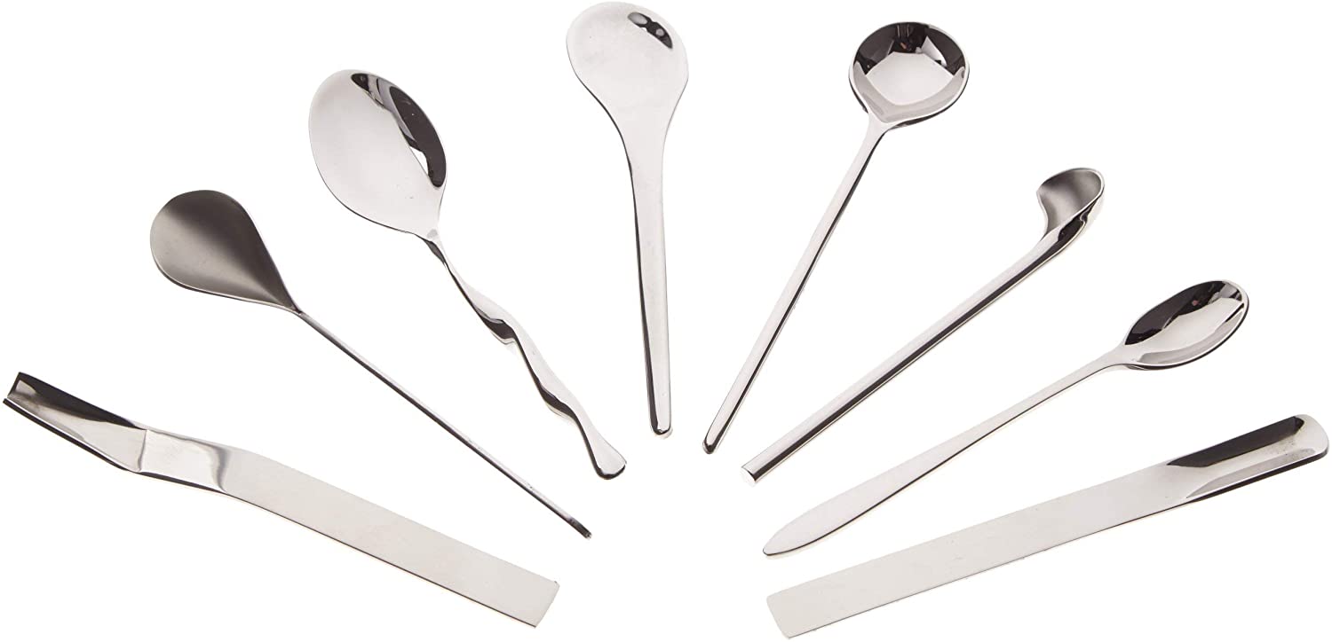 Officina Alessi Assorted Coffee Spoons, Set of 8, Silver
