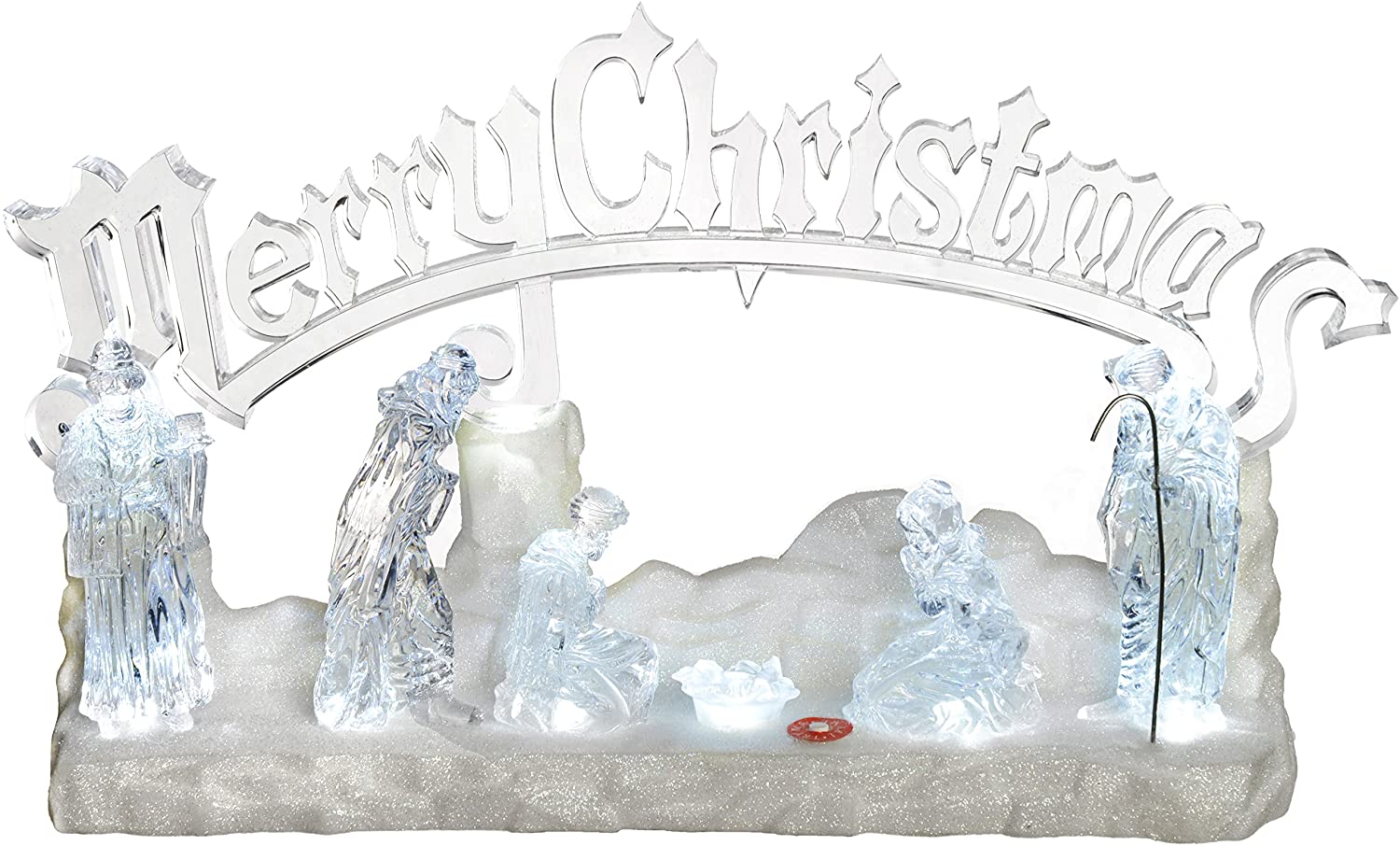 WeRChristmas 42 cm Musical LED Acrylic Merry Christmas Nativity Scene Decoration, Multi-Colour