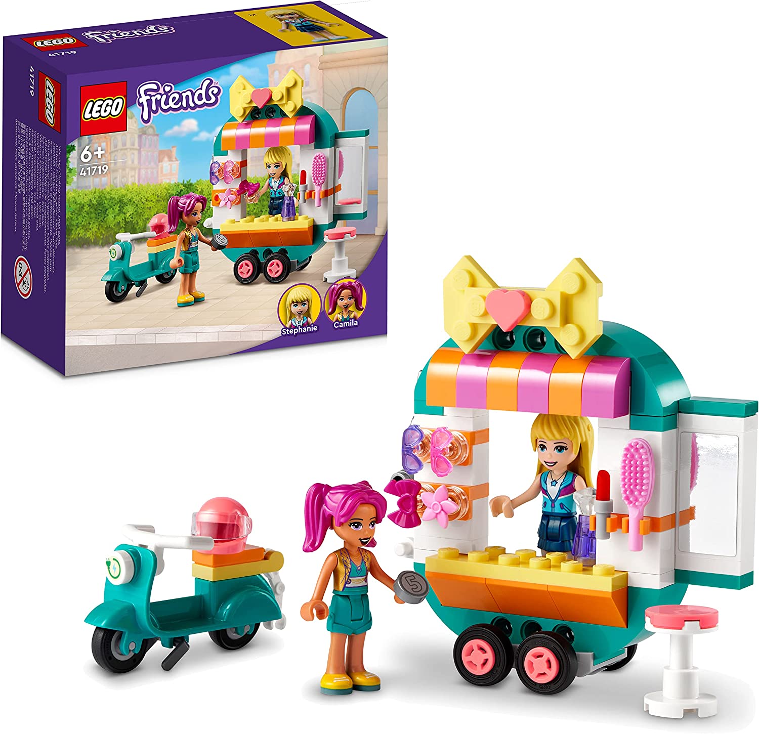 LEGO 41719 Friends Mobile Fashion Boutique with Hairdressing Salon and Mini Dolls Stephanie & Camila, Toy for Girls and Boys from 6 Years
