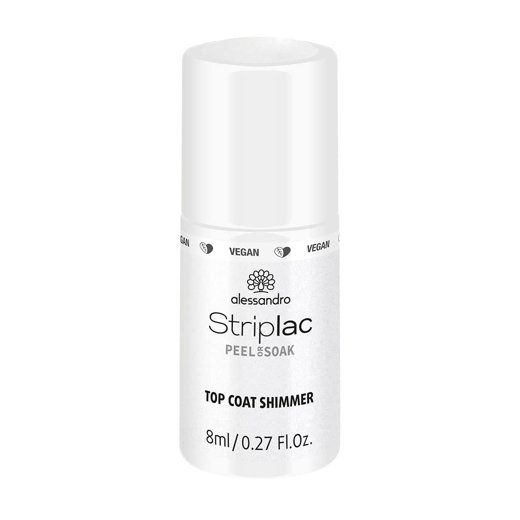 alessandro Striplac Peel or Soak Vegan Top Coat Shimmer - LED Top Coat for a Shimmering Colour Coat - For Perfect Nails in 15 Minutes, 8 ml