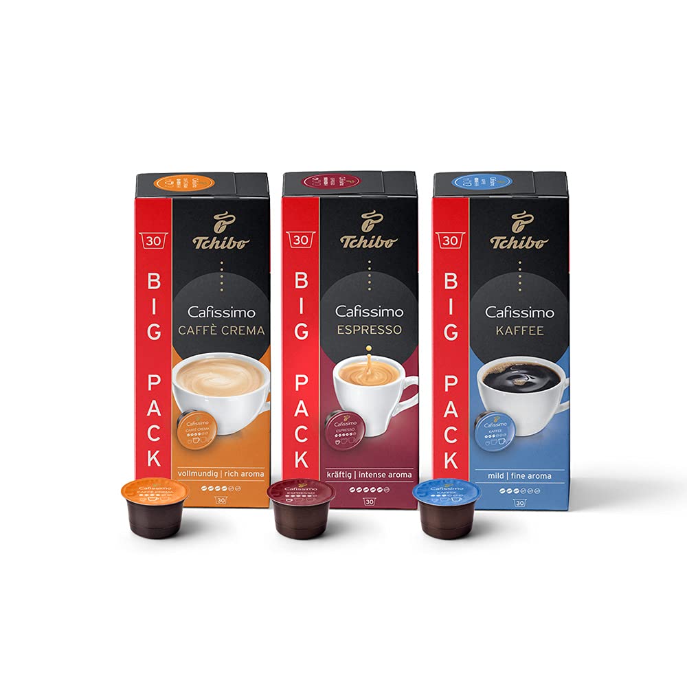 Tchibo Cafissimo tasting set different types of caffè Crema, espresso and coffee, 90 pieces (3x30 coffee capsules), sustainably & fairly traded