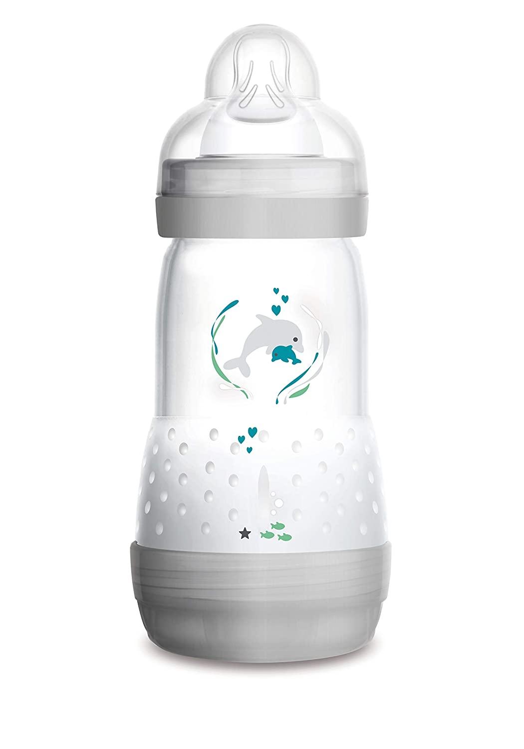 MAM Easy Start anti-colic baby bottle (260 ml), milk bottle with innovative base valve to prevent colic, baby’s drinking bottle with size 1 teat, from birth, seal
