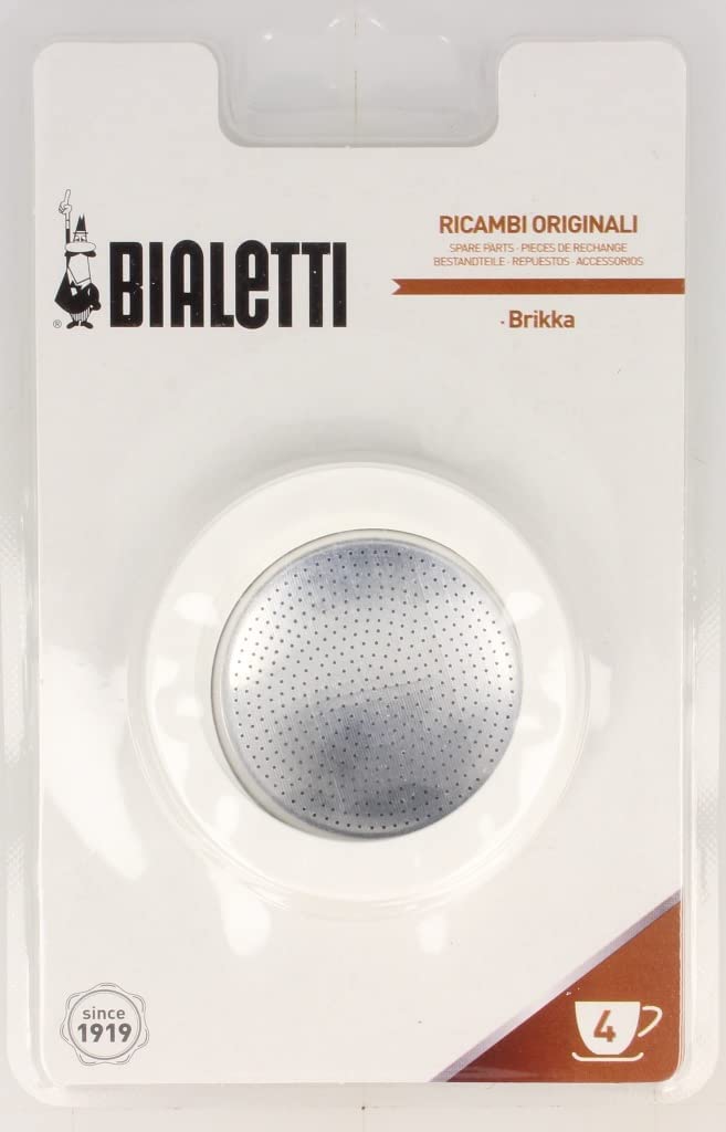 Bialetti Brikka 4 Cup 3 Silicone Gaskets, Filter Plate Blister