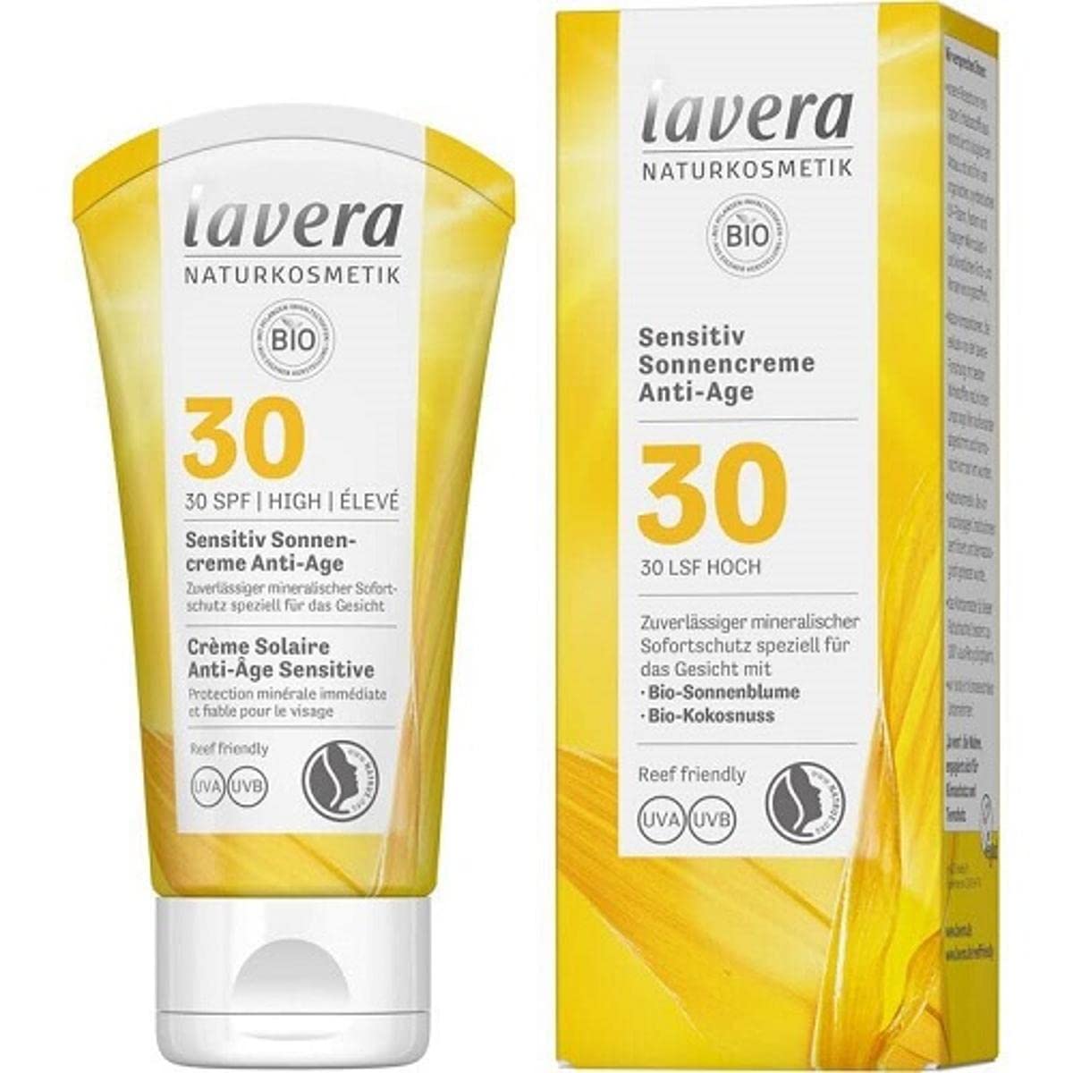 Lavera sensitive Sun Cream Anti-Age SPF 30 • Sun Protection • Sun Protection Factor 30 • Natural Cosmetics • vegan • Certified • 50 ml