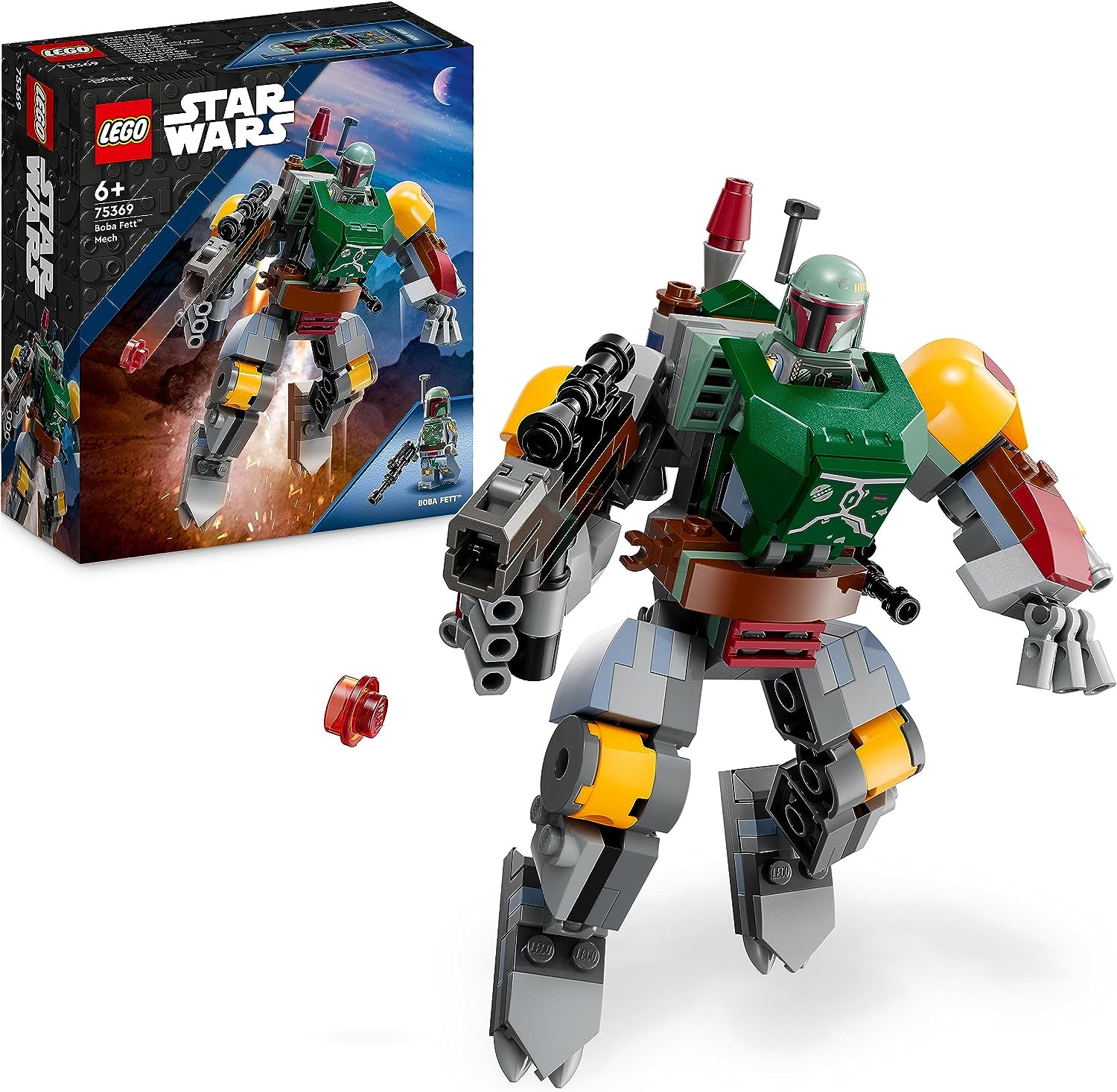 LEGO 75369 Star Wars Boba Fett Mech Buildable Action Figure with Blaster and Rocket Backpack with Flick Shooter Collectible Set for Kids