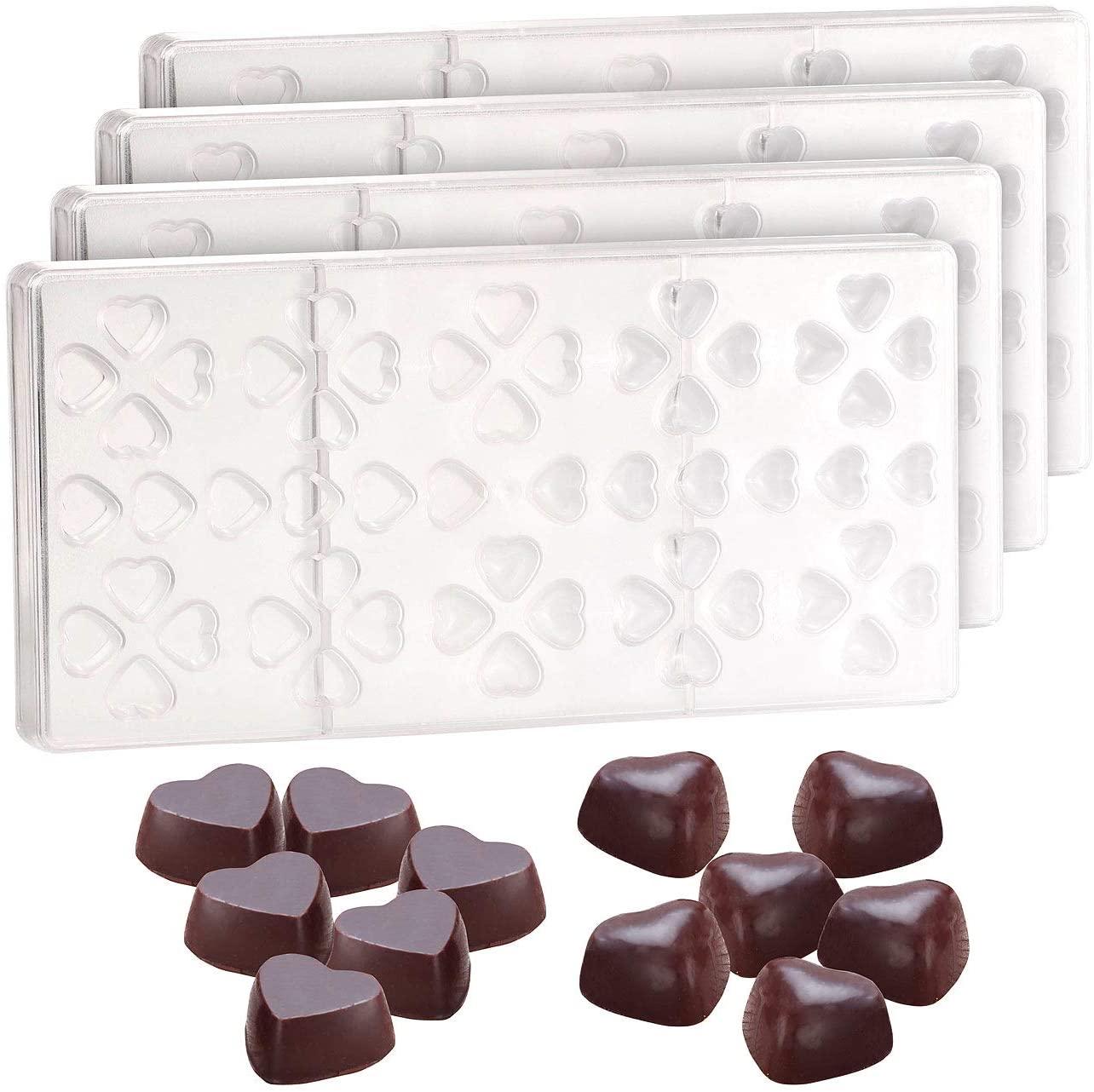 Rosenstein & Söhne Chocolate Moulds: Set of 4 3D Chocolate Mould Set Hearts (Chocolate Mould)