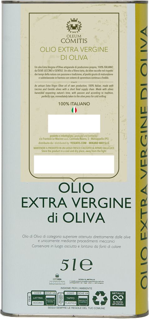 Oleum Comitis - Natives Olivenöl Extra 100% Italienisch - 5 l
