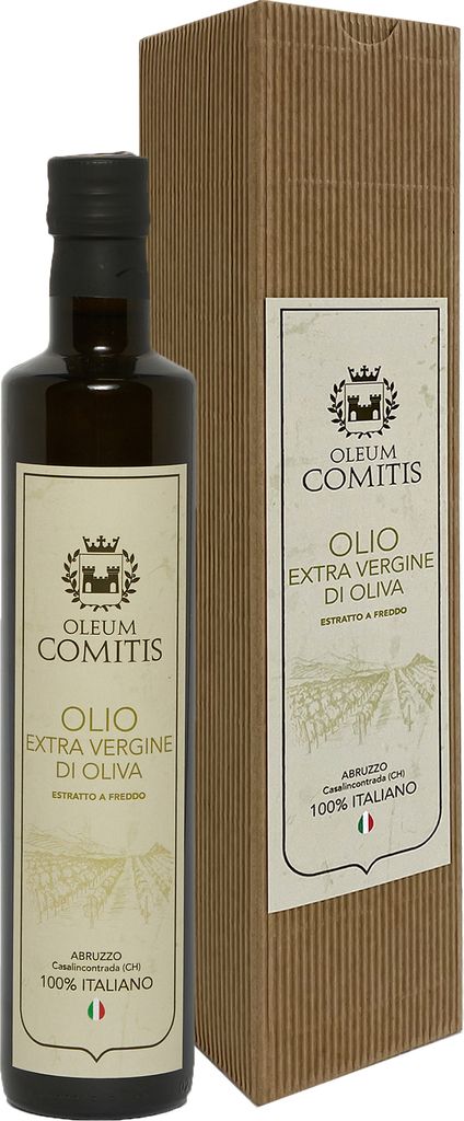 Oleum Comitis - Natives Olivenöl Extra 100% Italienisch - Rustikale Geschenkbox mit 500 ml Flasche