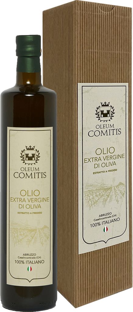 Oleum Comitis - Natives Olivenöl Extra 100% Italienisch - Rustikale Geschenkbox mit 750 ml Flasche