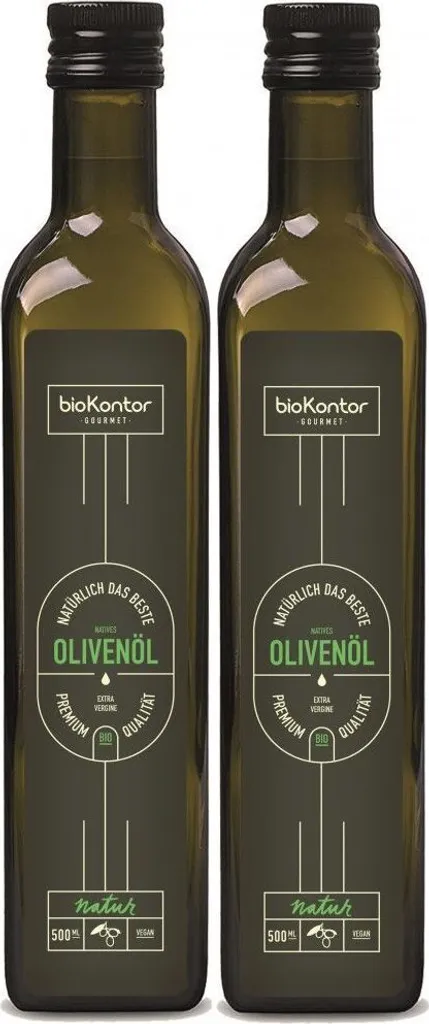 Olivenöl 2x 500 ml (1000 ml)aus Italien | nativ - extra vergine - fruchtig - wenig Säure | biokontor Gourmet