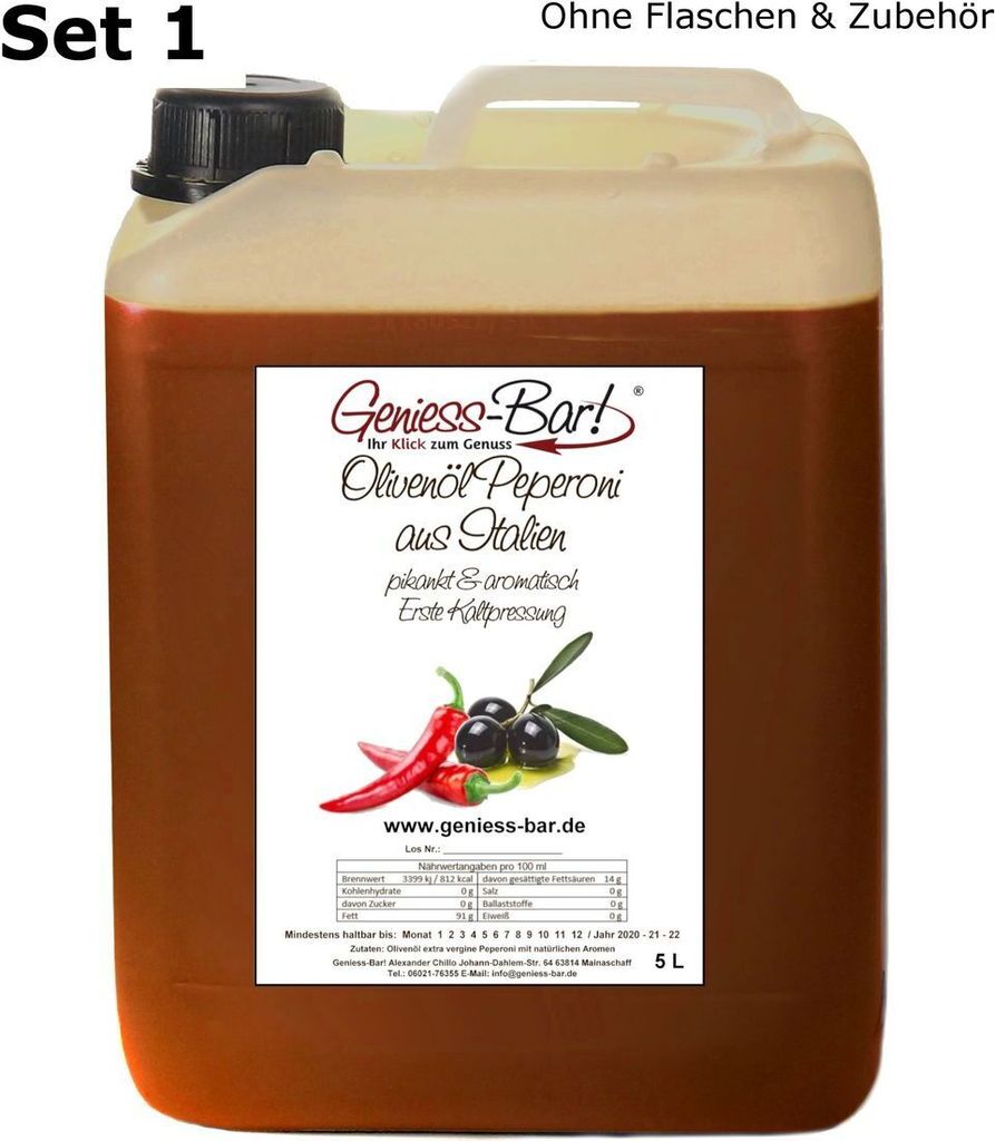 Olivenöl Peperoni 5L aus Italien extra vergine kaltgepresst sehr aromatisch