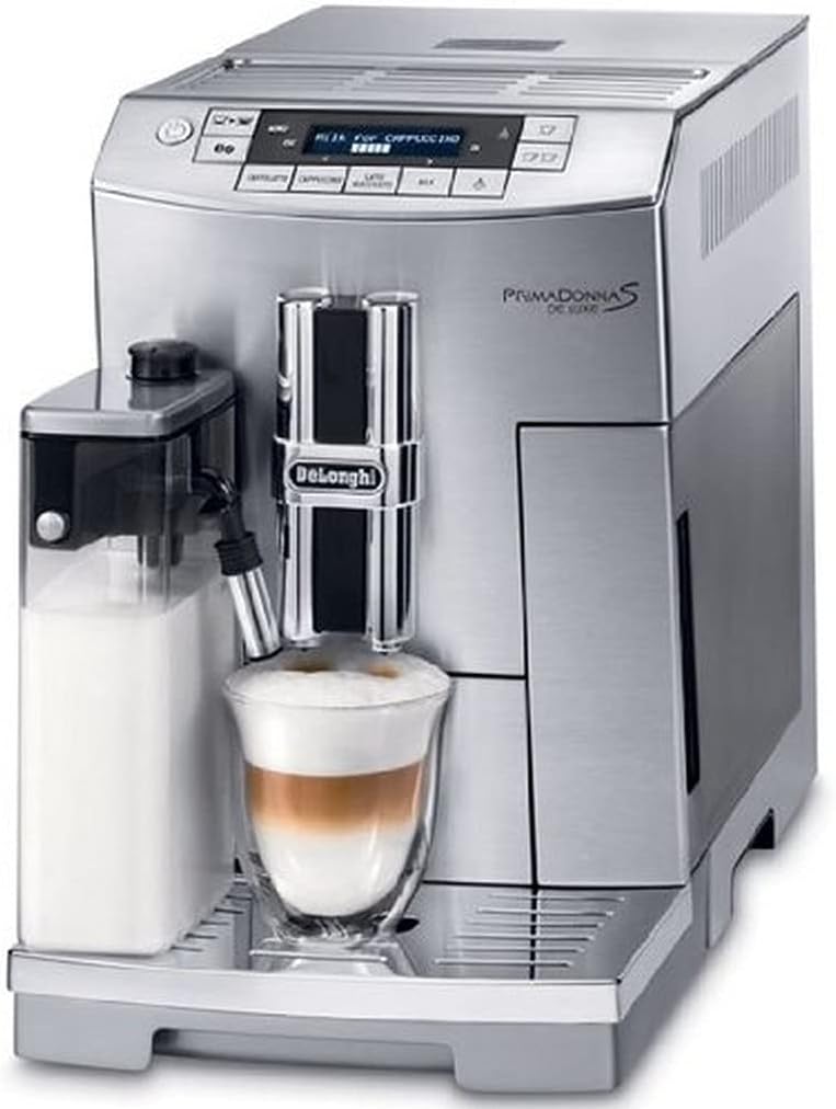 De Longhi Delonghi Primadonna S de Luxe Ecam 26.455.M - Coffee Makers (Freestanding, Fully -Auto, Coffee Beans, Ground Coffee, Caffe Latte, Cappuccino, Hot Water, Latte Macchiato, Silver, 50/60 Hz)