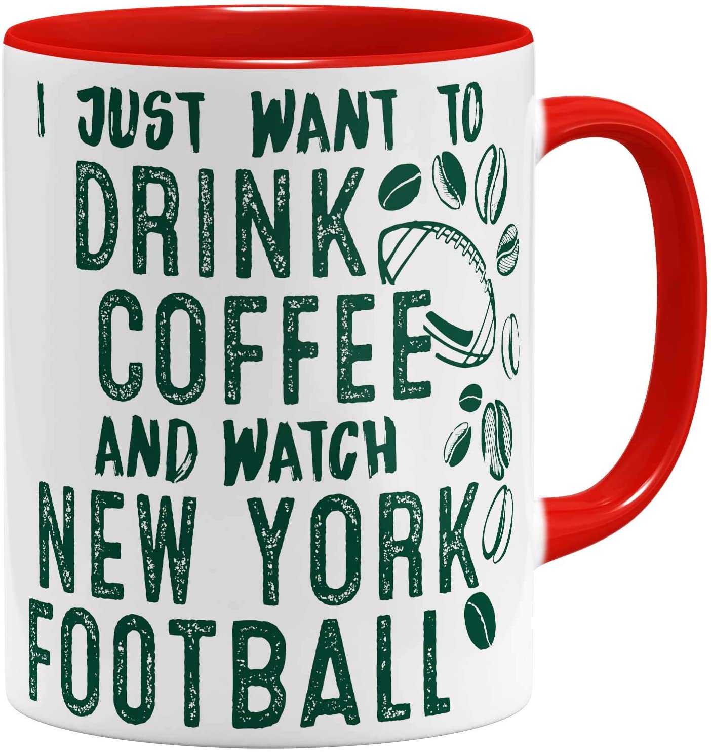OM3® - New York Coffee - Ceramic Mug American Football Mug 11 oz 325 ml Printed on Both Sides Large Choice of Colours