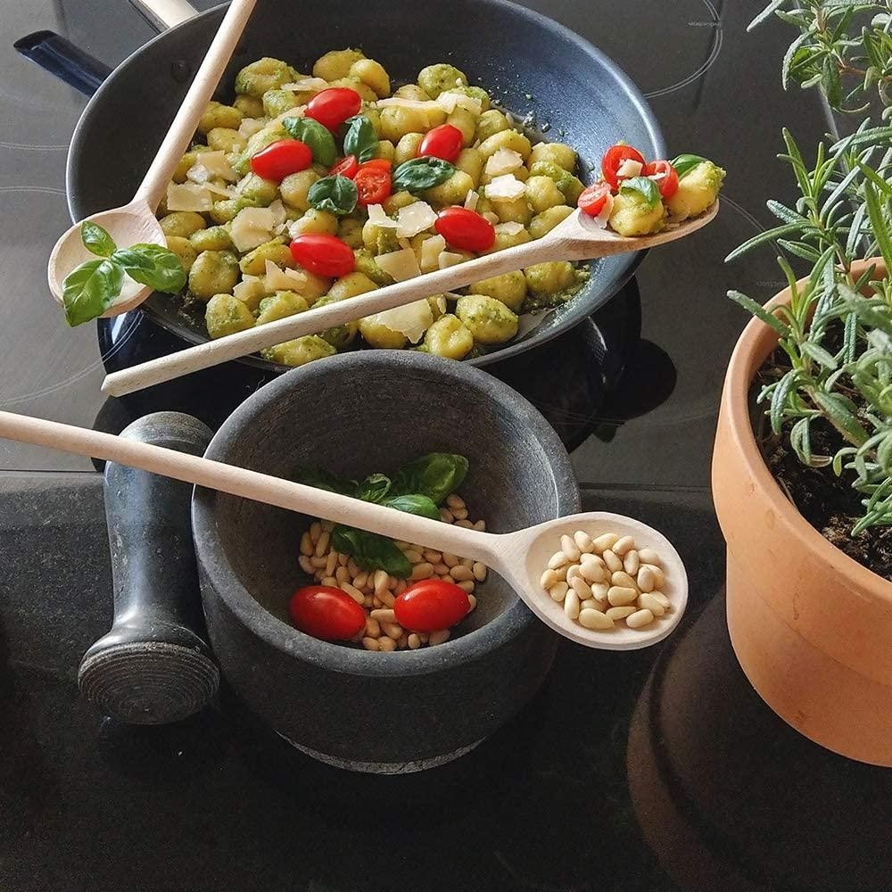 Hofmeister Holzwaren 5 x HOFMEISTER® Wooden Cooking Spoons, 16 cm, EU Natural Product: Handmade, Plastic-Free, No Scratches in the Pot, Untreated, Heat-Resistant, Antibacterial Stirring Spoon Made of Beech, Round.
