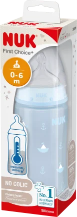 NUK Baby Bottle First Choice Temp. Control, blue, 0-6 months, 300ml, 1 pc