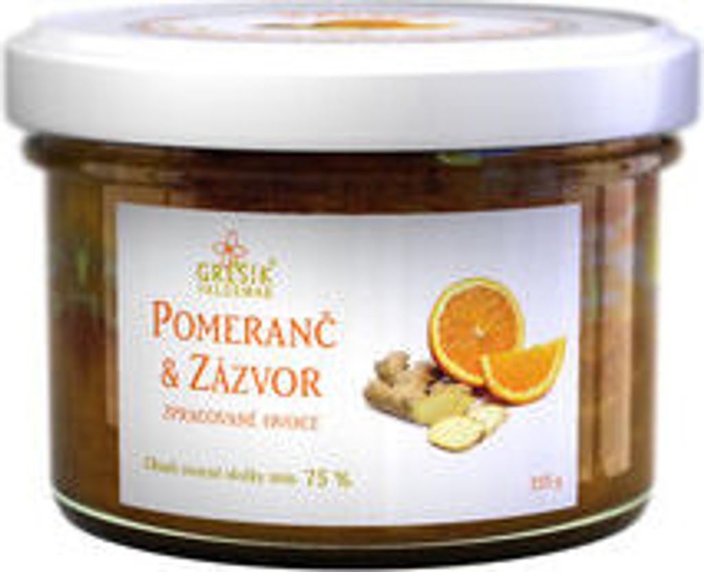 Orange und Ingwer 215g Dosenobst, Fruchtbestandteilgehalt 75% Grešík