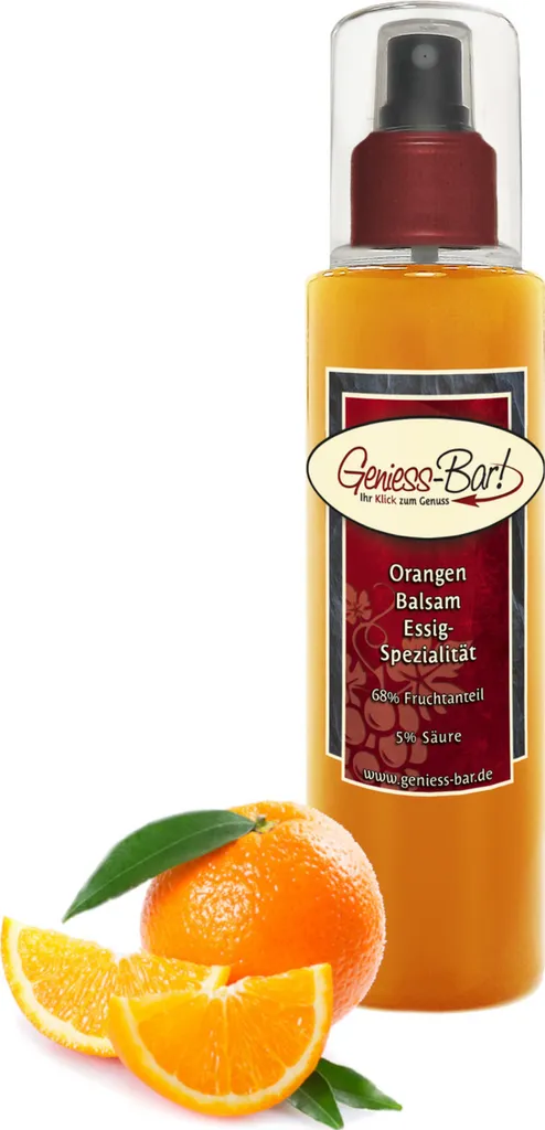 Orange Balsamic Vinegar - Specialty 0.26L with 68% fruit content & intense fruit note very mild 5% acidity pump spray