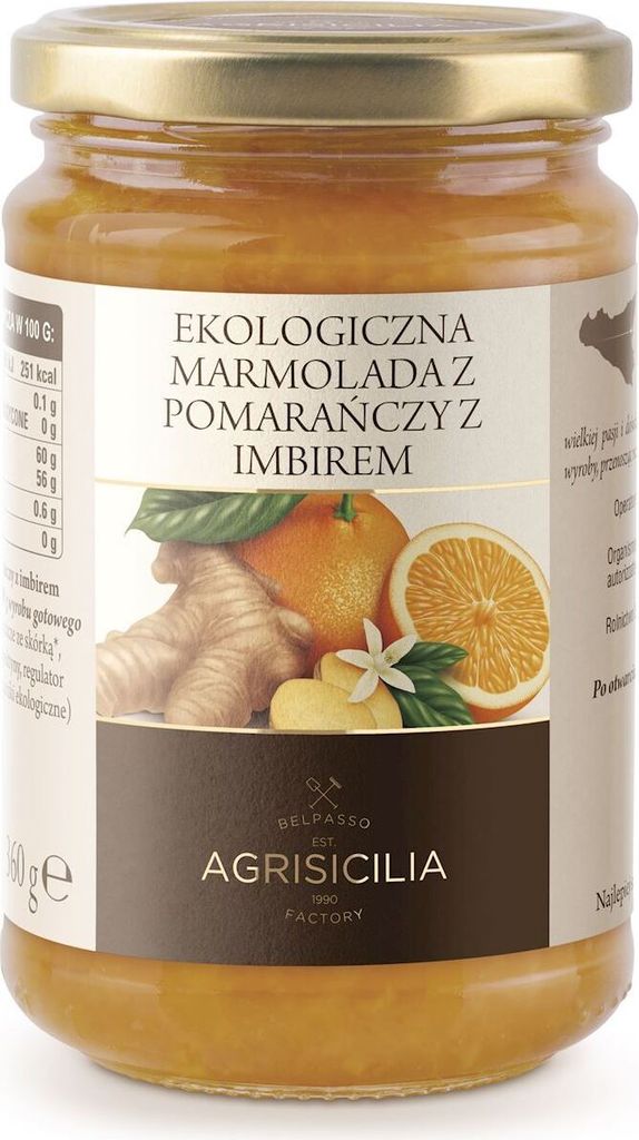 ORANGENMARMELADE MIT INGWER360 g - AGRISICILIA