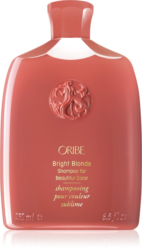 Oribe Bright Blonde violet shampoo neutralizes yellow discoloration