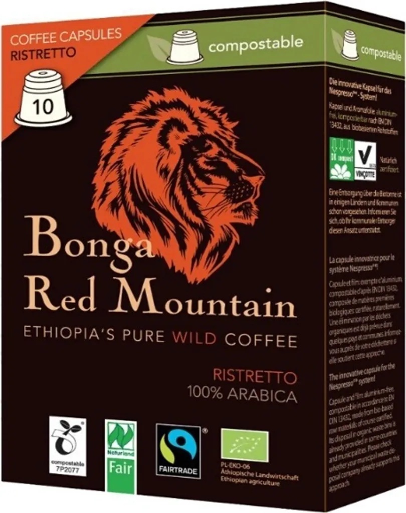 Original Food Bonga Red Mountain Capsules Ristretto compatible with Nespresso machines -- 55g