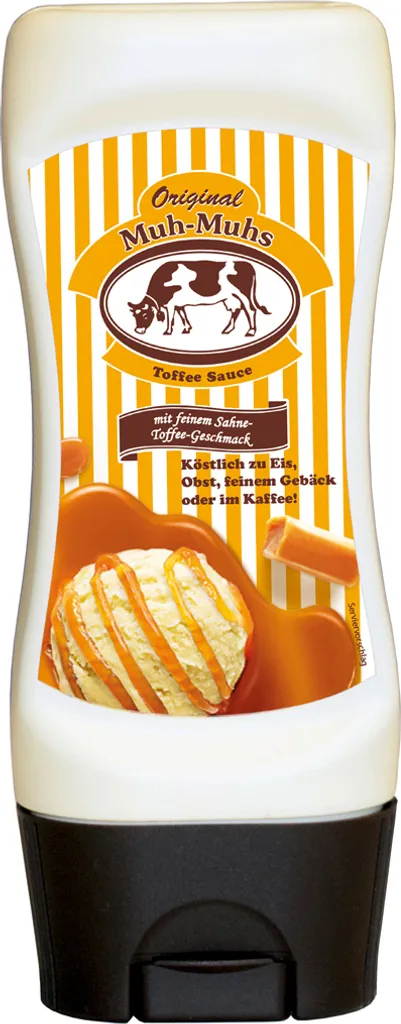 Original Muh Muhs Toffee Sauce in einer Kopfstandflasche 150ml