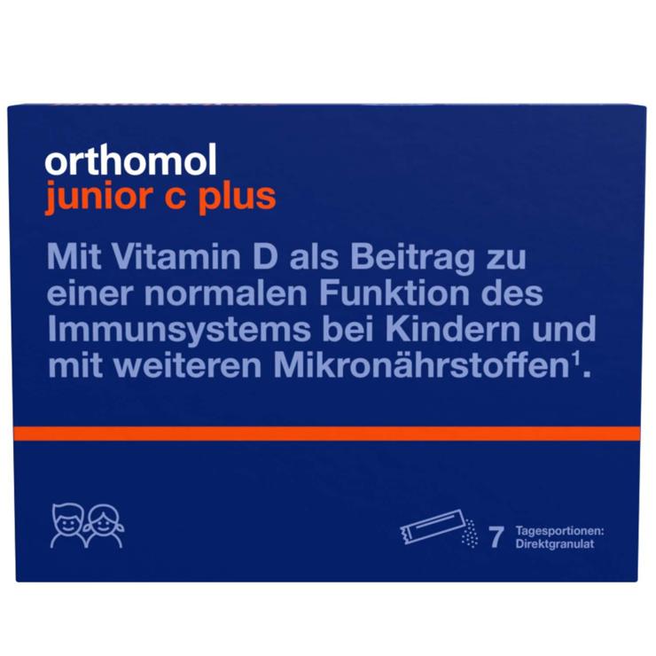 Orthomol junior C plus - with vitamin C to contribute to the normal function of the immune system - raspberry/lime flavor - direct granules