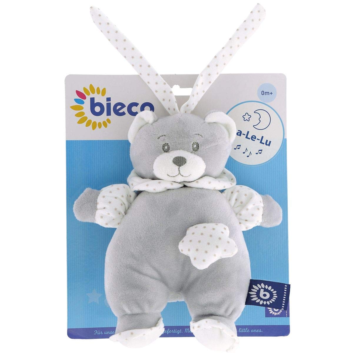 Bieco music box plush toy and music box in one, sleep aid with melody La-Le-Lu cuddly friend comforter and toddlers grey