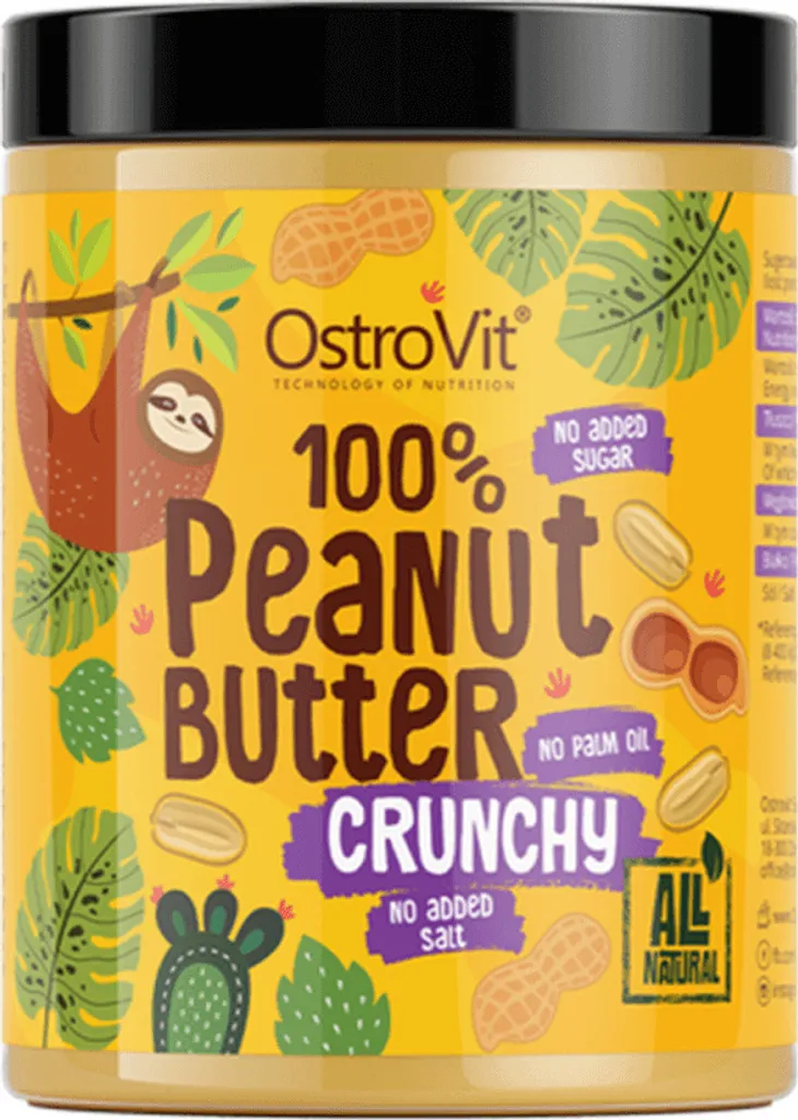 OstroVit 100% Peanut Butter (1000g) Crunchy - Functional Food - Nut Butter