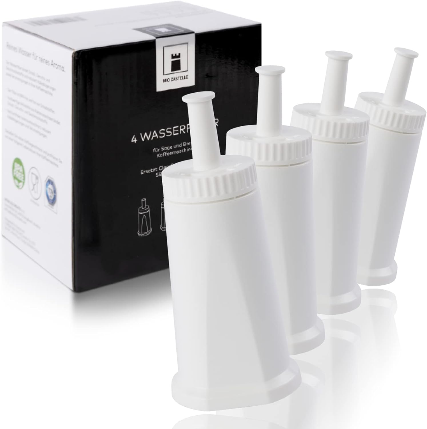 Miocastello® 4x Water Filter for Sage/Breville (TÜV Süd Tested) - Replaces Claro Swiss Ses008 BES008 for SES990 SES878 SES980 SES920 SES810 BES980 BES878 ...