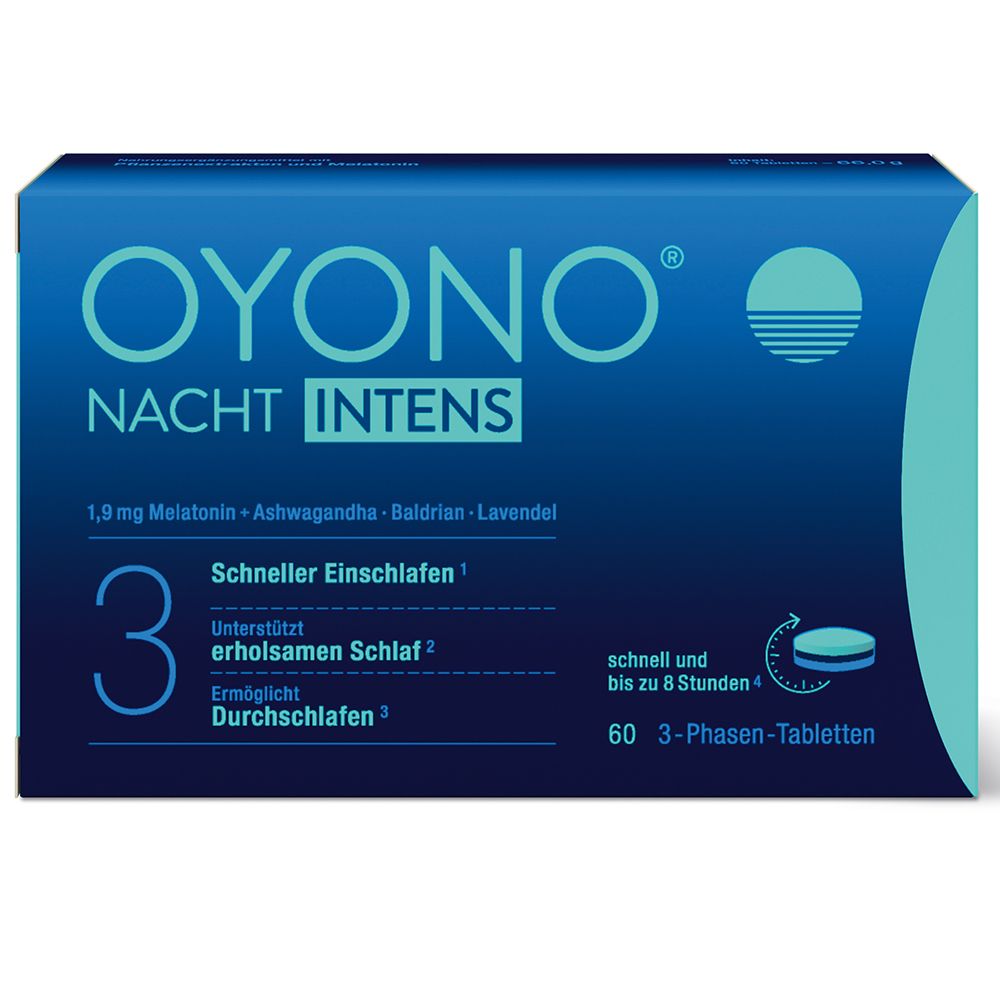 Oyono® night intensive with 1.9 mg melatonin and Ashwagandha, valerian, lavender