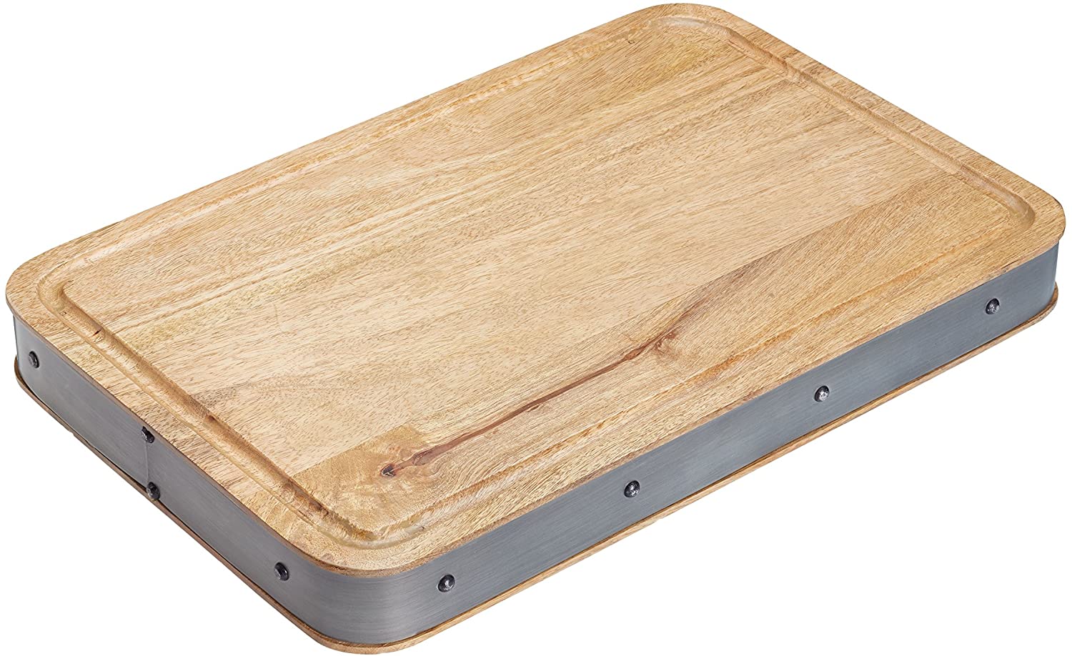 Kitchen Craft Industrial Kitchen Chopping Board 48 x 32 x 5 cm, Wood, Beige/Grey, 30 x 18 x 18 cm