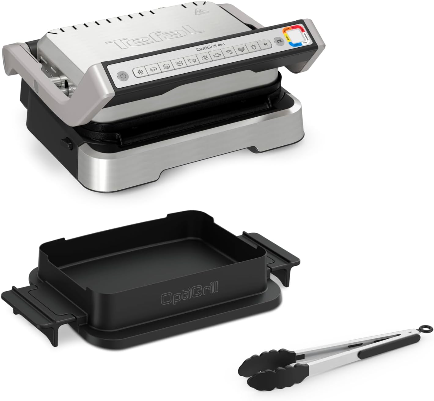 Tefal GC776D OptiGrill 4-in-1 Contact Grill, Stainless Steel/Black