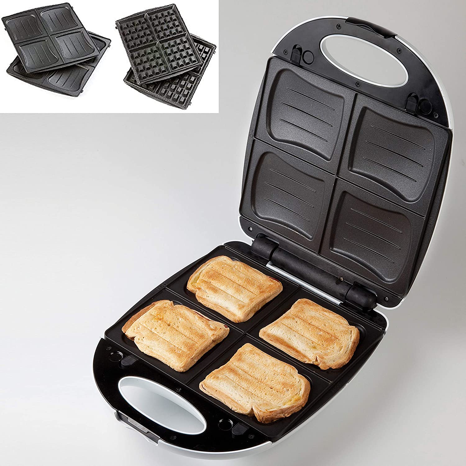 Domo DO9046C 2-in-1 XL Family Sandwich Toaster for 4 Sandwiches or Waffle Machines for 4 Delicious Waffles