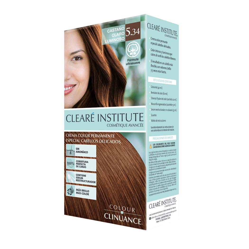 Color Clinuance 5.34 Light Brown Luminous Hair Dye for Sensitive Hair Permanent Coloring Witho More Shine Intensive Color 100% Coverage Dermatologicalally Tested