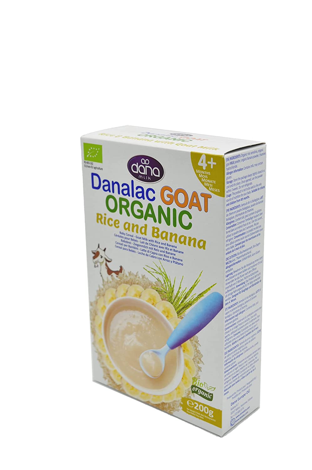 DANALAC Bio-Ziegen-Getreide für Babys mit Vitaminen und Mineralstoffen (RICE AND BANANA)
